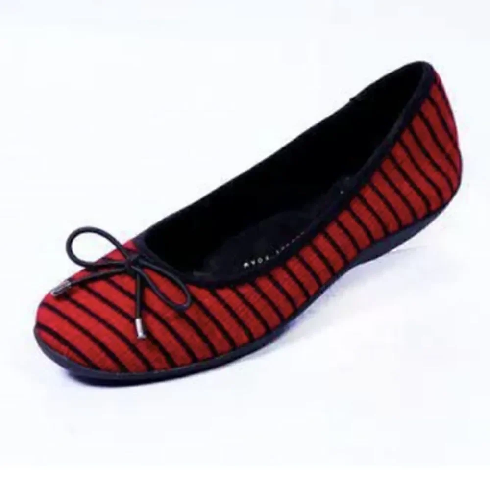 Soft Style by Hush Puppies Heartbreaker Stripe Fabric Flats Red and Black 6